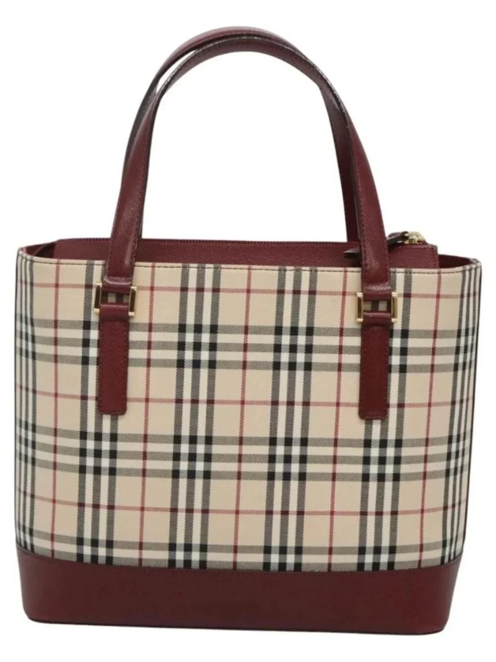 BURBERRY Nova Check Tote Bag Canvas Beige Gold Auth 118162 - Picture 2 of 14